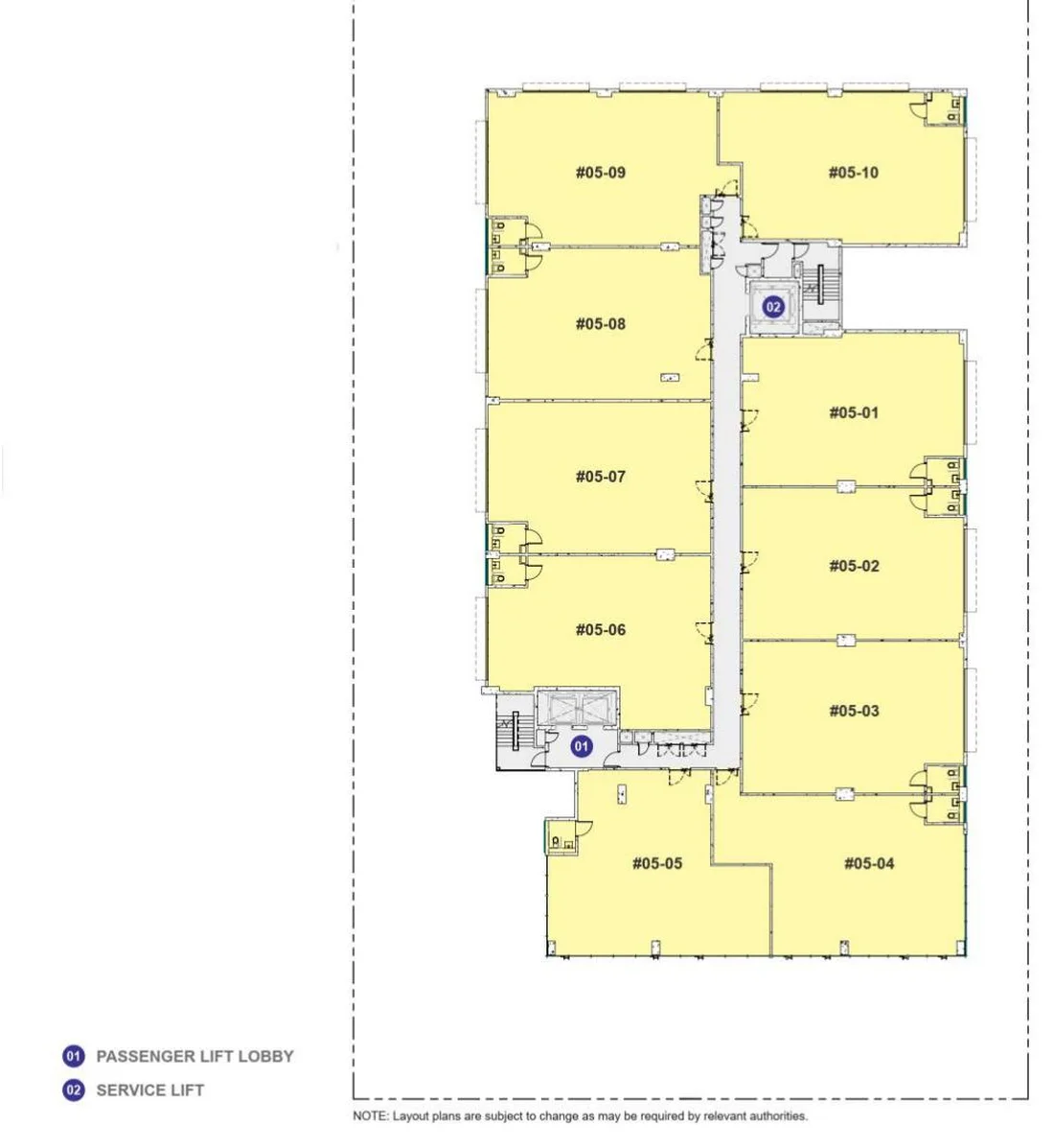 Space Nova Level 5 floor plan — fifth-storey B1 industrial units #05-01 to #05-10 (preliminary draft)