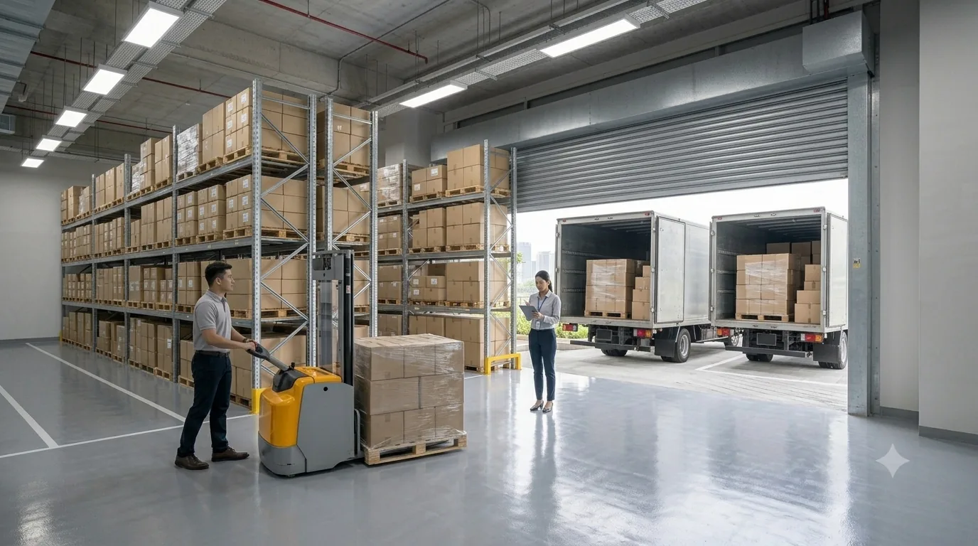 Space Nova B1 industrial warehousing unit with ramp-up loading and high ceilings